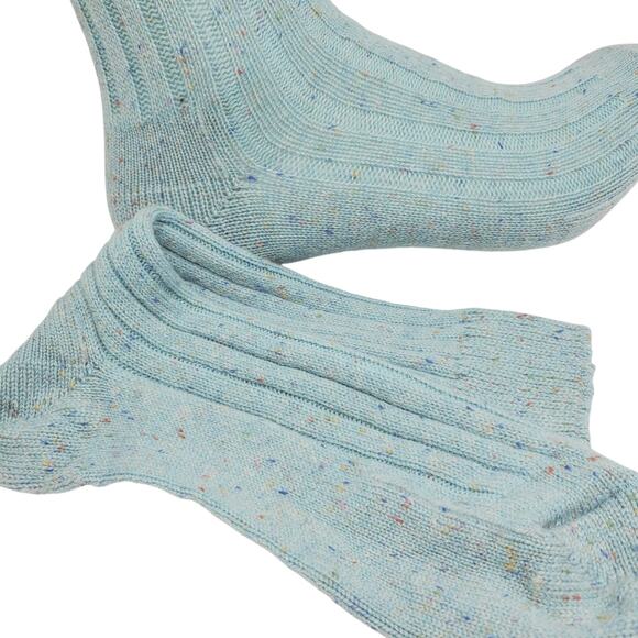 Soft Ribbed 82% Cashmere Ankle Socks Sz 9-11 Warm Cozy Garnet Hill Aqua Sprinkle - Picture 8 of 8
